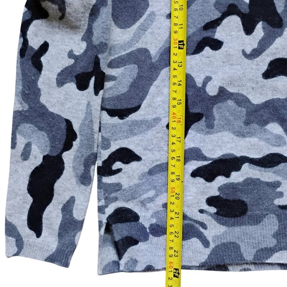Magaschoni 100% Cashmere Camo Crew Neck Sweater Pullover Gray Black quiet lux - Picture 2 of 5